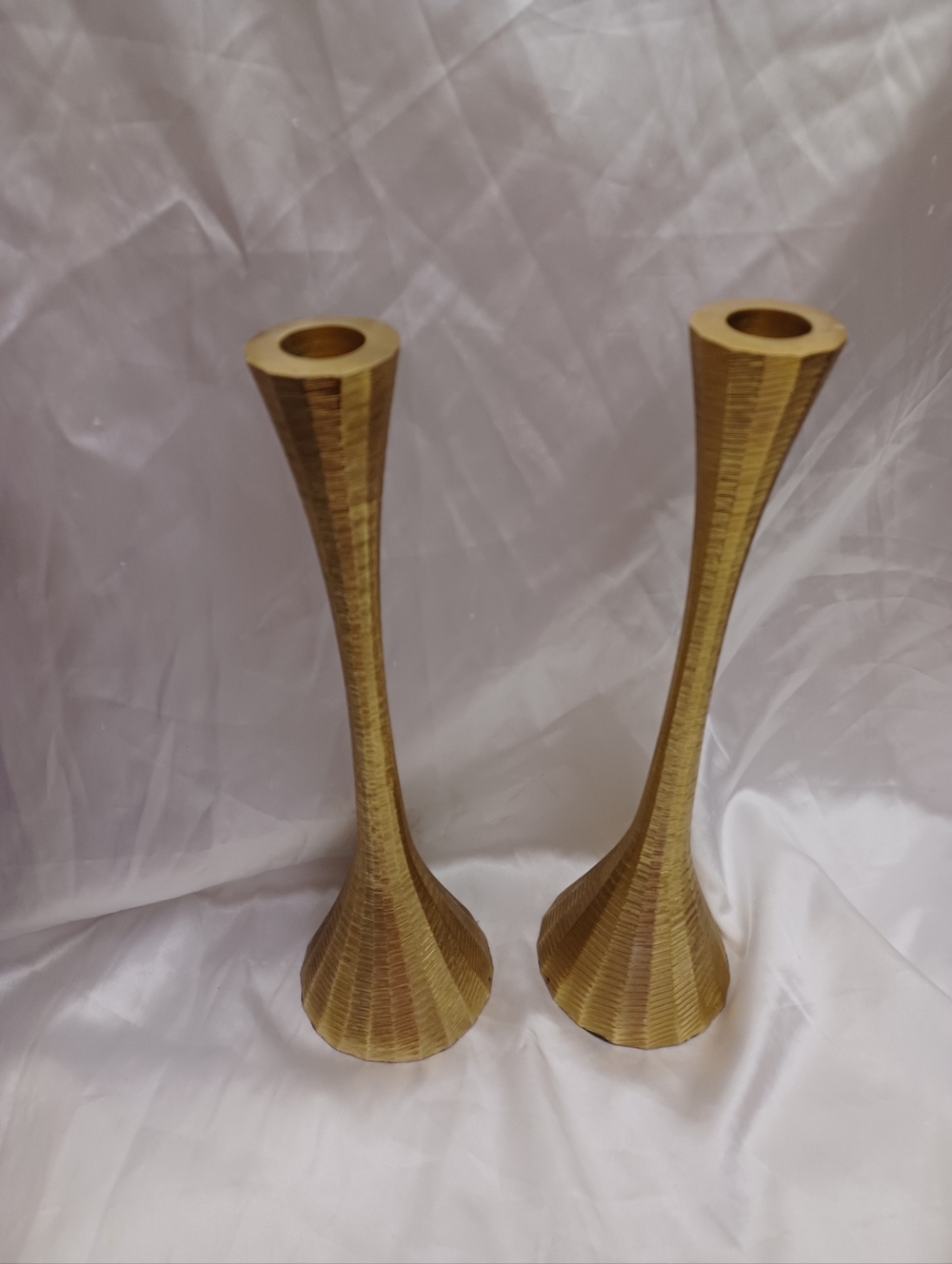 Gold Tone Decorative Taper Candle Holders - Elegant Home MIDCENTURY MODERN METAL